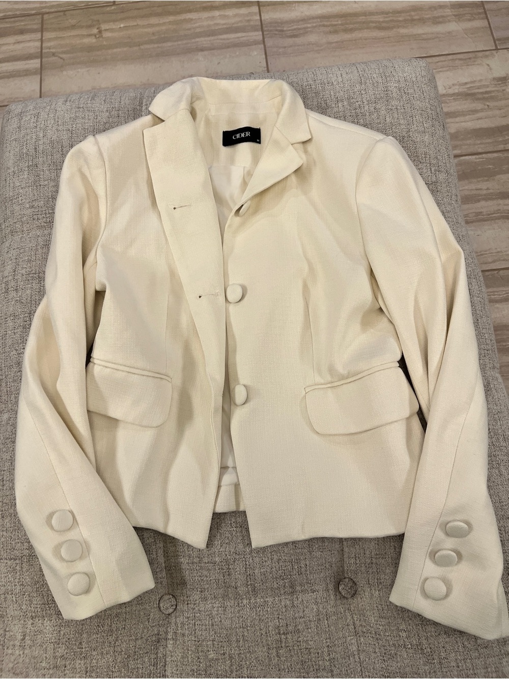 Cream Tailored Women's Blazer Jacket Medium